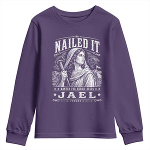 Nailed It Jael Judges 4 Old Testament Youth Sweatshirt Funny Biblical Woodcut Christian Faith