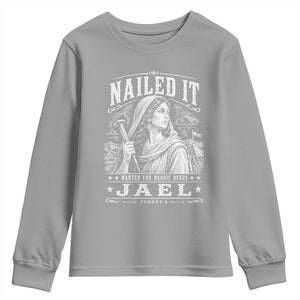 Nailed It Jael Judges 4 Old Testament Youth Sweatshirt Funny Biblical Woodcut Christian Faith