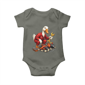 Funny Duck Mechanic Race Car Pit Crew Baby Onesie Motorsports Enthusiast Auto Repair