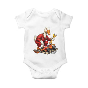 Funny Duck Mechanic Race Car Pit Crew Baby Onesie Motorsports Enthusiast Auto Repair