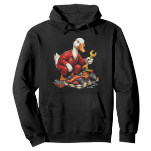 Funny Duck Mechanic Race Car Pit Crew Hoodie Motorsports Enthusiast Auto Repair