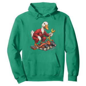 Funny Duck Mechanic Race Car Pit Crew Hoodie Motorsports Enthusiast Auto Repair