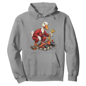Funny Duck Mechanic Race Car Pit Crew Hoodie Motorsports Enthusiast Auto Repair