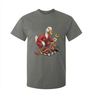 Funny Duck Mechanic Race Car Pit Crew T Shirt For Kid Motorsports Enthusiast Auto Repair