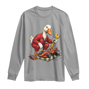 Funny Duck Mechanic Race Car Pit Crew Long Sleeve Shirt Motorsports Enthusiast Auto Repair