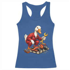 Funny Duck Mechanic Race Car Pit Crew Racerback Tank Top Motorsports Enthusiast Auto Repair