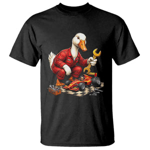 Funny Duck Mechanic Race Car Pit Crew T Shirt Motorsports Enthusiast Auto Repair