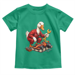 Funny Duck Mechanic Race Car Pit Crew Toddler T Shirt Motorsports Enthusiast Auto Repair