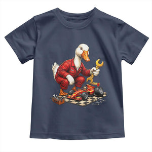Funny Duck Mechanic Race Car Pit Crew Toddler T Shirt Motorsports Enthusiast Auto Repair