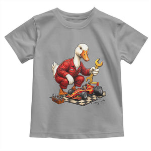 Funny Duck Mechanic Race Car Pit Crew Toddler T Shirt Motorsports Enthusiast Auto Repair