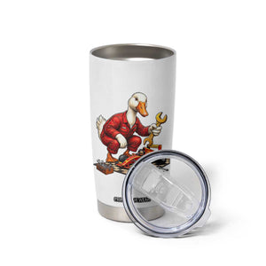 Funny Duck Mechanic Race Car Pit Crew Tumbler Cup Motorsports Enthusiast Auto Repair