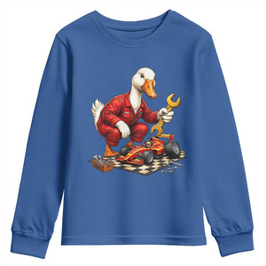 Funny Duck Mechanic Race Car Pit Crew Youth Sweatshirt Motorsports Enthusiast Auto Repair