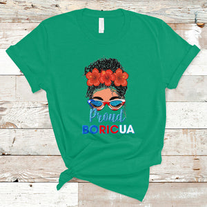 Proud Boricua Puerto Rico Flag Messy Bun Puerto Rican Women T Shirt TS02 Irish Green Printyourwear