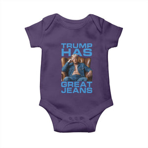 Funny Trump Has Great Jeans Baby Onesie Parody Denim Outfit Graphic TS02 Purple Print Your Wear