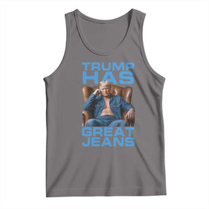 Funny Trump Has Great Jeans Tank Top Parody Denim Outfit Graphic TS02 Deep Heather Print Your Wear