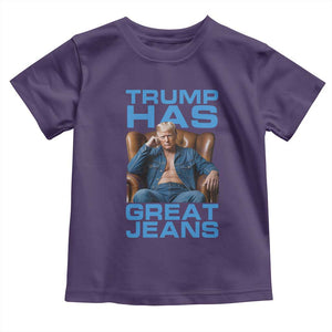 Funny Trump Has Great Jeans Toddler T Shirt Parody Denim Outfit Graphic TS02 Purple Print Your Wear