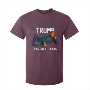 Funny Trump Has Great Jeans T Shirt For Kid Model Posing Parody Denim TS02 Maroon Print Your Wear