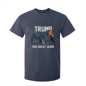 Funny Trump Has Great Jeans T Shirt For Kid Model Posing Parody Denim TS02 Navy Print Your Wear