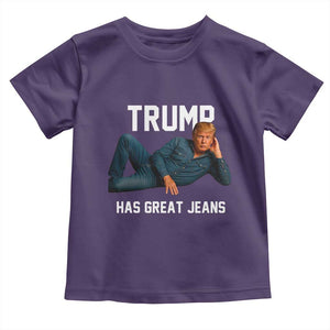 Funny Trump Has Great Jeans Toddler T Shirt Model Posing Parody Denim TS02 Purple Print Your Wear