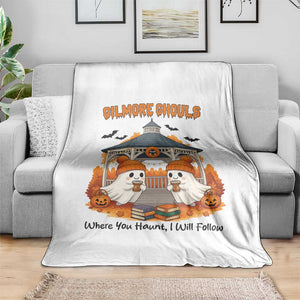Cute Gilmore Ghouls Halloween Ghost Throw Blanket Cozy Fall Aesthetic with Pumpkin Spice and Books TS02 Print Your Wear