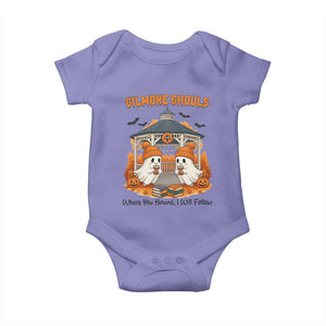 Cute Gilmore Ghouls Halloween Ghost Baby Onesie Cozy Fall Aesthetic with Pumpkin Spice and Books TS02 Violet Print Your Wear