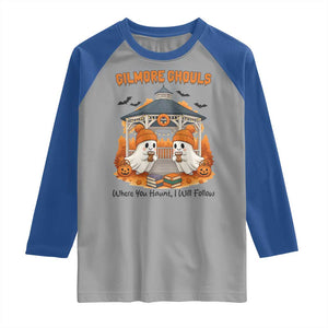Cute Gilmore Ghouls Halloween Ghost Raglan Shirt Cozy Fall Aesthetic with Pumpkin Spice and Books TS02 Sport Gray Royal Print Your Wear