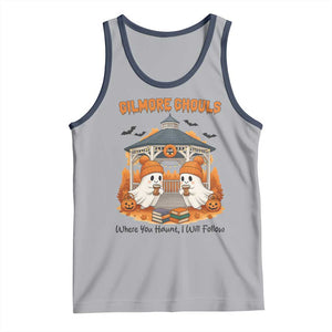 Cute Gilmore Ghouls Halloween Ghost Tank Top Cozy Fall Aesthetic with Pumpkin Spice and Books TS02 Athletic Heather Navy Print Your Wear