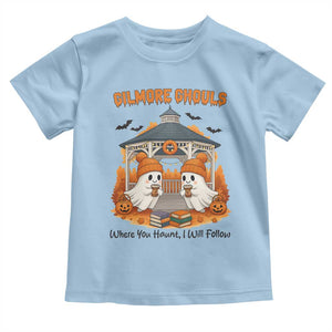 Cute Gilmore Ghouls Halloween Ghost Toddler T Shirt Cozy Fall Aesthetic with Pumpkin Spice and Books TS02 Light Blue Print Your Wear