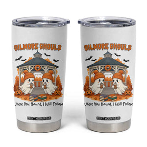 Cute Gilmore Ghouls Halloween Ghost Tumbler Cup Cozy Fall Aesthetic with Pumpkin Spice and Books TS02 White Print Your Wear