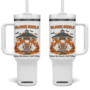 Cute Gilmore Ghouls Halloween Ghost Tumbler With Handle Cozy Fall Aesthetic with Pumpkin Spice and Books TS02 One Size: 40 oz White Print Your Wear