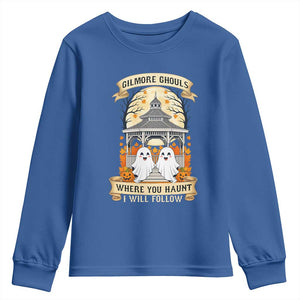 Gilmore Ghouls Halloween Ghost Youth Sweatshirt Cute Couple Spooky Boo with Fall Gazebo TS02 Royal Blue Print Your Wear