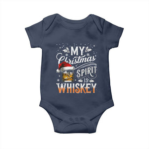 Funny My Christmas Spirit Is Whiskey Baby Onesie Holiday Drinking Festive Spirit TS02 Navy Print Your Wear