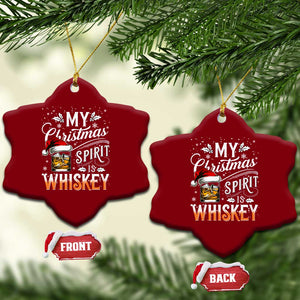 Funny My Christmas Spirit Is Whiskey Ceramic Ornament Holiday Drinking Festive Spirit TS02 Print Your Wear