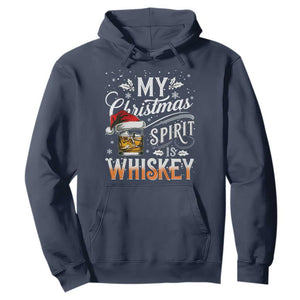 Funny My Christmas Spirit Is Whiskey Hoodie Holiday Drinking Festive Spirit TS02 Navy Print Your Wear
