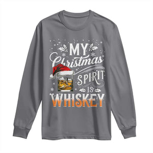 Funny My Christmas Spirit Is Whiskey Long Sleeve Shirt Holiday Drinking Festive Spirit TS02 Charcoal Print Your Wear
