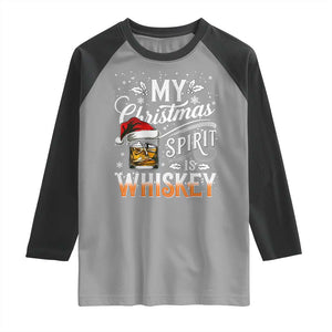 Funny My Christmas Spirit Is Whiskey Raglan Shirt Holiday Drinking Festive Spirit TS02 Sport Gray Black Print Your Wear