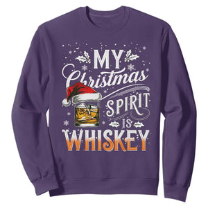 Funny My Christmas Spirit Is Whiskey Sweatshirt Holiday Drinking Festive Spirit TS02 Purple Print Your Wear