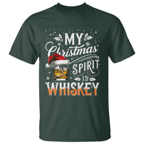 Funny My Christmas Spirit Is Whiskey T Shirt Holiday Drinking Festive Spirit TS02 Dark Forest Green Print Your Wear
