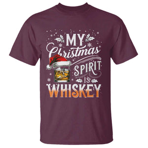 Funny My Christmas Spirit Is Whiskey T Shirt Holiday Drinking Festive Spirit TS02 Maroon Print Your Wear
