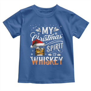 Funny My Christmas Spirit Is Whiskey Toddler T Shirt Holiday Drinking Festive Spirit TS02 Royal Blue Print Your Wear