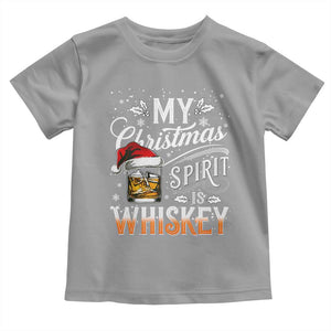 Funny My Christmas Spirit Is Whiskey Toddler T Shirt Holiday Drinking Festive Spirit TS02 Sport Gray Print Your Wear