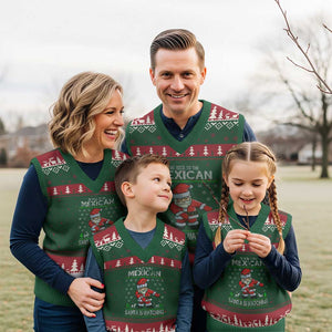 Mexican Xmas V-Neck Knit Sweater Vest Be Nice Santa is Watching Xmas in Mexico Ugly Sweater TS02 Red Green Print Your Wear