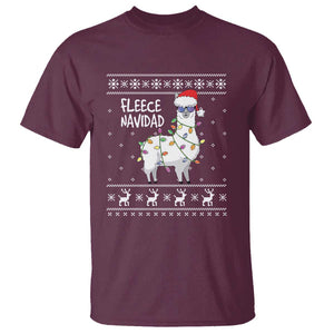 Funny Llama Christmas T Shirt Fleece Navidad Feliz Merry Xmas Ugly Sweater TS02 Maroon Print Your Wear