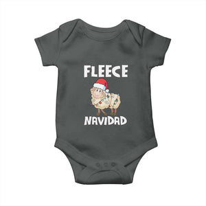 Funny Christmas Sheep Baby Onesie Fleece Navidad Feliz Spanish Merry Xmas TS02 Dark Heather Print Your Wear
