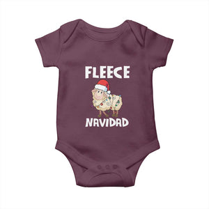 Funny Christmas Sheep Baby Onesie Fleece Navidad Feliz Spanish Merry Xmas TS02 Maroon Print Your Wear