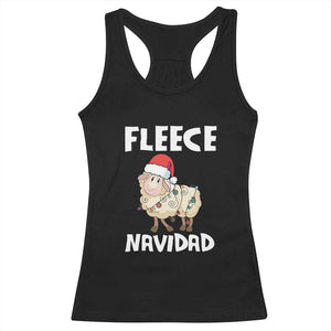 Funny Christmas Sheep Racerback Tank Top Fleece Navidad Feliz Spanish Merry Xmas TS02 Black Print Your Wear