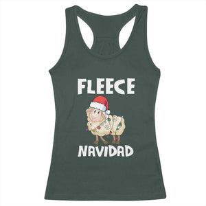 Funny Christmas Sheep Racerback Tank Top Fleece Navidad Feliz Spanish Merry Xmas TS02 Dark Forest Green Print Your Wear