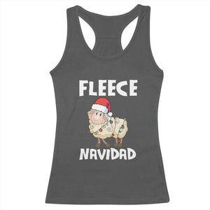 Funny Christmas Sheep Racerback Tank Top Fleece Navidad Feliz Spanish Merry Xmas TS02 Dark Heather Print Your Wear