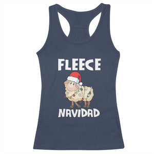 Funny Christmas Sheep Racerback Tank Top Fleece Navidad Feliz Spanish Merry Xmas TS02 Navy Print Your Wear