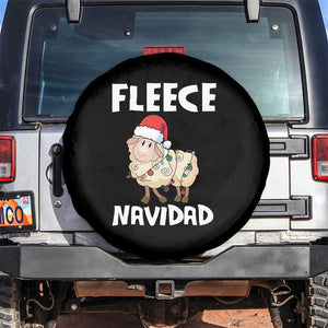 Funny Christmas Sheep Spare Tire Cover Fleece Navidad Feliz Spanish Merry Xmas TS02 No hole Black Print Your Wear